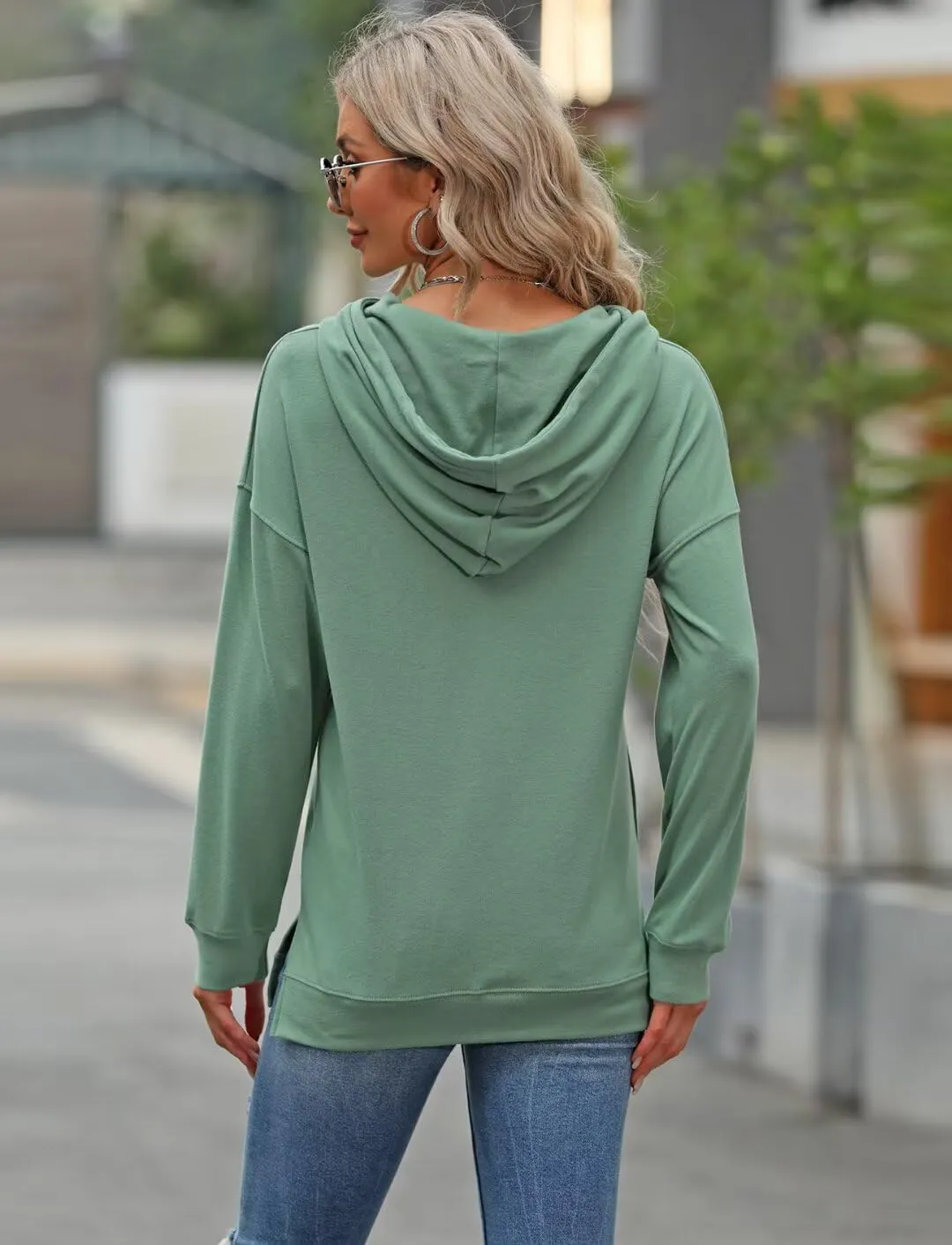 Women Sunflower Graphic Hoodies Long Sleeve Pullover Drawstring Sweatshirt Loose Fit Tunic Tops
