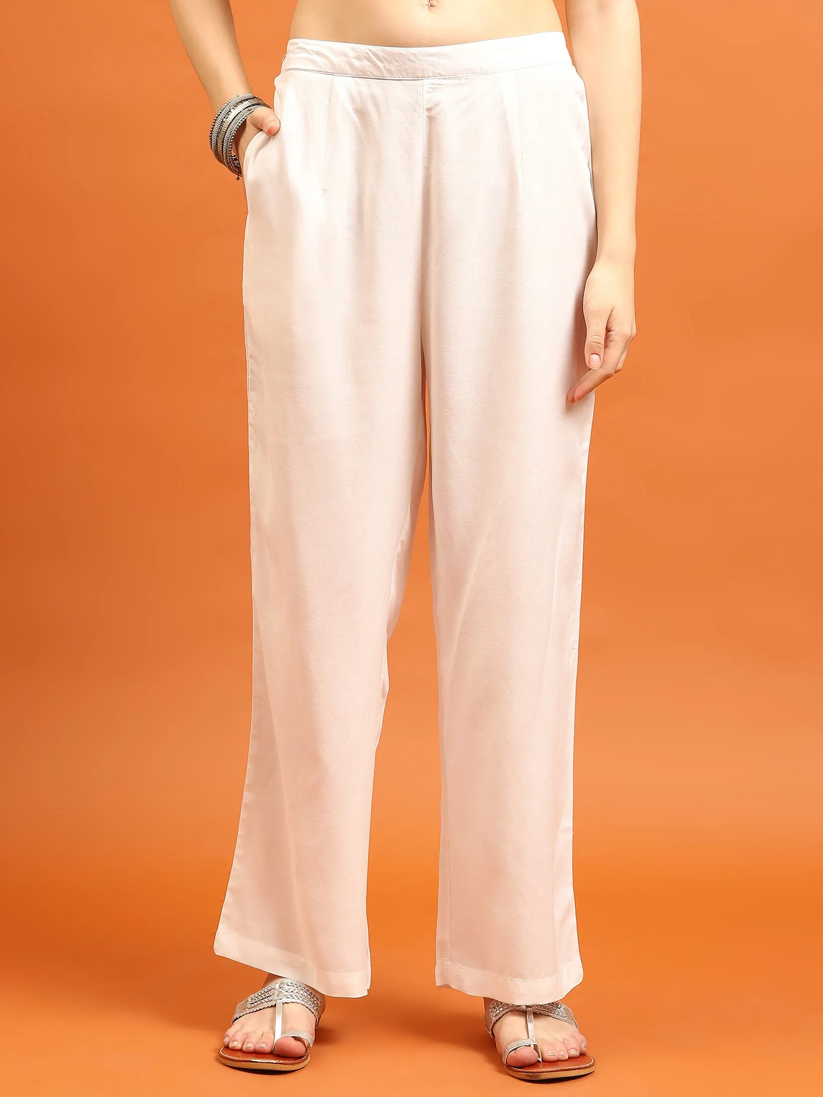Women White Floral Kurta Comfort Pant Dupatta