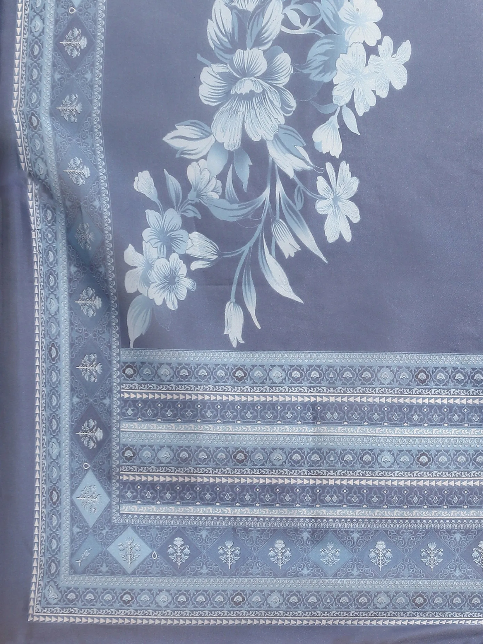 Women White Floral Kurta Comfort Pant Dupatta