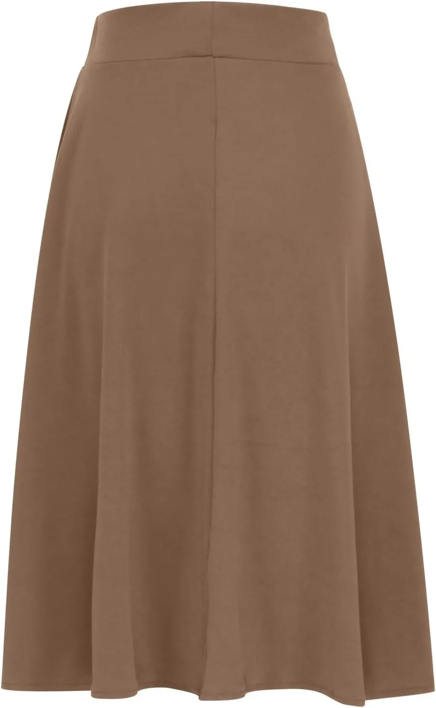 Women's High Waist Flared Skirt Pleated Midi Length Skirt A-Line Plus Size Casual Summer Lightweight Solid Long Skirt