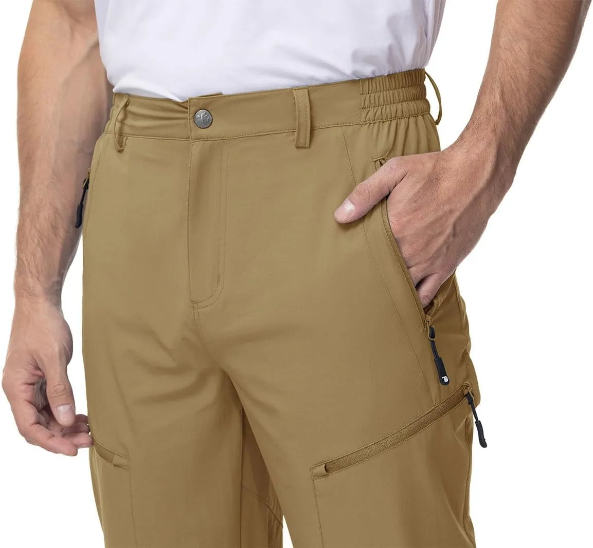 YSENTO Men's Cargo Hiking Pants Lightweight 5 Zipper Pockets Stretch Quick Dry Camping Fishing Travel Pants