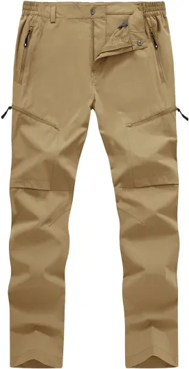YSENTO Men's Cargo Hiking Pants Lightweight 5 Zipper Pockets Stretch Quick Dry Camping Fishing Travel Pants