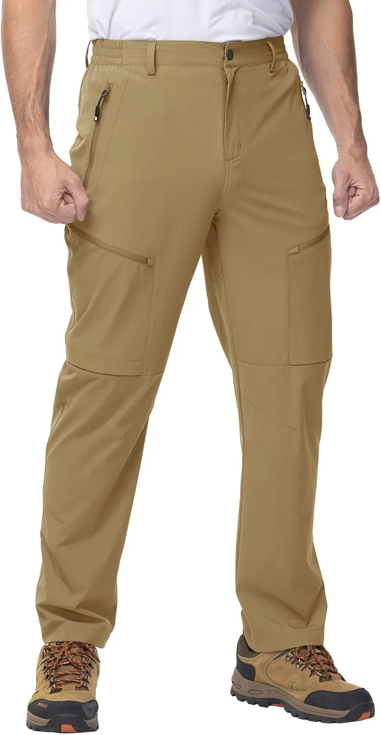 YSENTO Men's Cargo Hiking Pants Lightweight 5 Zipper Pockets Stretch Quick Dry Camping Fishing Travel Pants